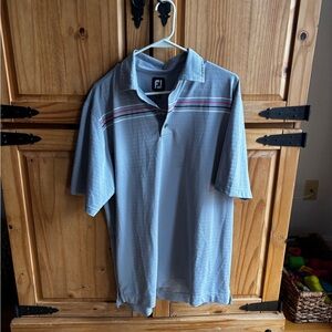 FootJoy Gray Polo Shirt with Red and White Stripes
